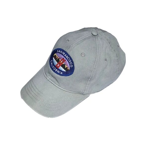 San Francisco California Patch Adjustable Strap Hat Gray Baseball Cap CurvedBrim - Picture 2 of 6